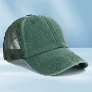 Kustom Logo Vintage Trucker topi bisbol pria wanita tidak terstruktur dicuci topi ayah Snapback jala lembut hadiah promosi - Product Image 4