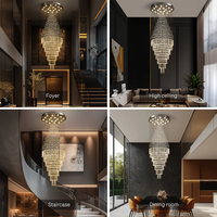 Lustre moderne en cristal LED doré, design goutte de pluie, de luxe, pour villa, grand hall, plafond haut, montage encastré, couloir, entrée, escalier, Kalux
