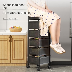 Đa chức năng xoay nhà bếp lưu trữ xe đẩy, sàn đứng Snack Trái Cây Rau tổ chức giá giỏ - Product Image 3