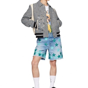 Pantalones Cortos de Mezclilla para Hombre, Cinco Bolsillos, con Logotipo de Estrella Bordado, Estilo Desgastado, Sin Elástico, Personalizados, Gran Venta - Product Image 5