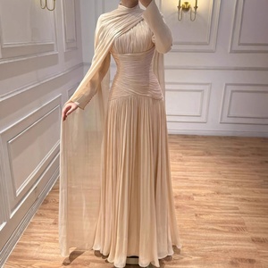 <span class=keywords><strong>Robe</strong></span> <span class=keywords><strong>de</strong></span> <span class=keywords><strong>soirée</strong></span> simple beige Serene Hill LA73418 coupe trapèze avec écharpe, tenue <span class=keywords><strong>de</strong></span> mariage et <span class=keywords><strong>de</strong></span> fête modeste <span class=keywords><strong>pour</strong></span> femmes 2026 - Product Image 2