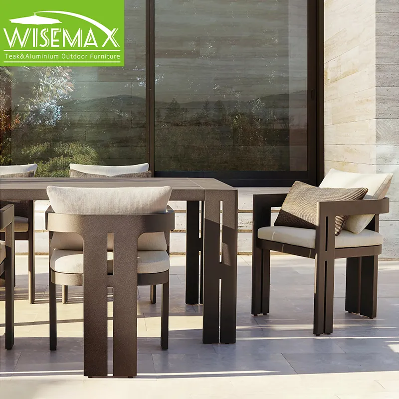 WISEMAXFURNITURE, Современная легкая Роскошная алюминиевая уличная мебель, водонепроницаемое обеденное кресло с подлокотником для виллы, сада, балкона