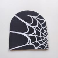 Bonnet Y2K en maille motif toile d'araignée, tendance et coupe-vent, idéal pour les fêtes urbaines et les voyages, chaud pour le ski et le froid, unisexe, 100% acrylique pour adulte