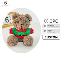 Pendentif en peluche ours en peluche de la série chapeau rouge style Noël, cadeau de fêtes personnalisable