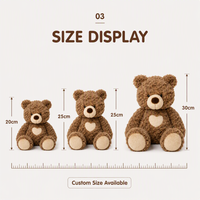 Ours en peluche marron personnalisé, jouet en peluche doux anti-stress, impression de logo personnalisée, emballage cadeau, OEM ODM, faible MOQ, fabricant de peluches