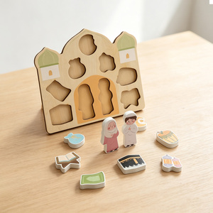Giocattoli <span class=keywords><strong>Puzzle</strong></span> in Legno Islamici per Bambini, Regali per Ramadan ed Eid, Giocattoli Educativi a Forma di Moschea con Lanterna della Kaaba e Corano, Regali Musulmani - Product Image 2
