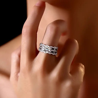 Bague solitaire ronde géométrique en cuivre exquis avec zircone pour femme, bijoux de fiançailles
