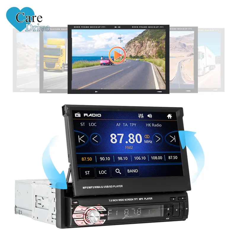 CareDrive Android 10.0 Car Radio 7" Single 1 Din Flip-Up Car Radio Stereo Gps Wifi Fm Player
