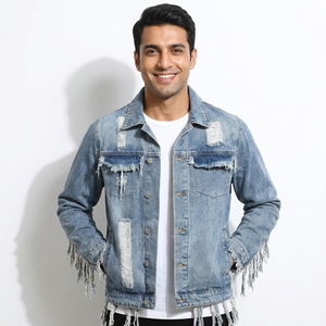 Vente en gros de vêtements pour hommes veste en denim vieilli à la mode pour hommes personnalisée avec patchwork avec logo de qualité supérieure à bas prix - Product Image 1