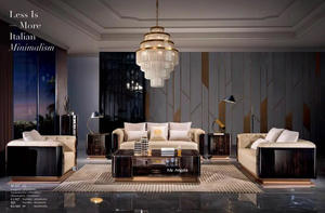 أريكة فاخرة لردهة الفندق والفيلات وغرفة المعيشة، إطار من الفولاذ المقاوم للصدأ بلون ذهبي وردي، تصميم عصري من الجلد الأصلي، طقم أرائك للاسترخاء - Product Image 4