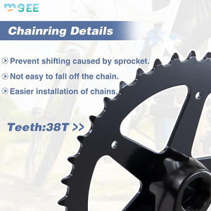 SeeMore Selección personalizable 36T-44T <span class=keywords><strong>Bielas</strong></span> cónicas cuadradas 165mm-170mm <span class=keywords><strong>Bielas</strong></span> de bicicleta para <span class=keywords><strong>MTB</strong></span> y bicicletas de carretera Uso de rueda de cadena - Product Image 2