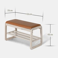 JIAMUJIA Étagère à chaussures en bois à double niveau et banc de rangement pour petit espace, salon, chambre, entrée, hôtel - Design contemporain