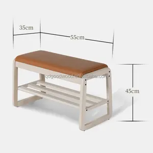 Stool storage 2-in-1 Wooden shoe stool office living room furniture