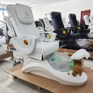 Fauteuil de manucure de luxe à dossier haut pour salon de beauté fauteuil de pédicure électrique pour spa des pieds avec massage et éclairage LED