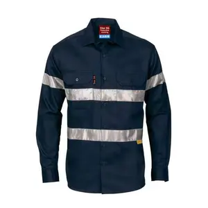 Pure polyester overalls, working suit construction workers, yellow and blue reflective shirt drill work uniform safety shirt