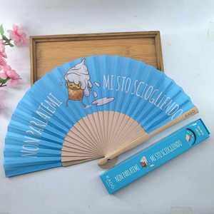 Abanicos de mano plegables de bambú con logotipo personalizado al por mayor, estilo arte popular, abanicos de papel blanco con pintura floral, para bodas, de mano - Product Image 5