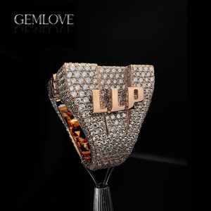 GEMLOVE Champion Ring, Custom Lettering, Full Diamond, Hip Hop Men's Party Jewelry - Product Image 3