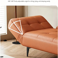 Sofá de Estilo Italiano con Estructura de Madera, Resistente a los Arañazos de Gatos, Tapizado en Cuero Sintético, Respaldo Ajustable, Sofá Cama Tipo Futón para Sala de Estar