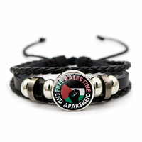 Bracelet en cuir tressé drapeau palestinien Bestone, vente en gros, bracelet Free Palestine