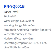 PN-YQ001B Outil de construction industriel et DIY, laser bleu 3D à 16 lignes, auto-nivelant, avec longueur d'onde de 520 nm