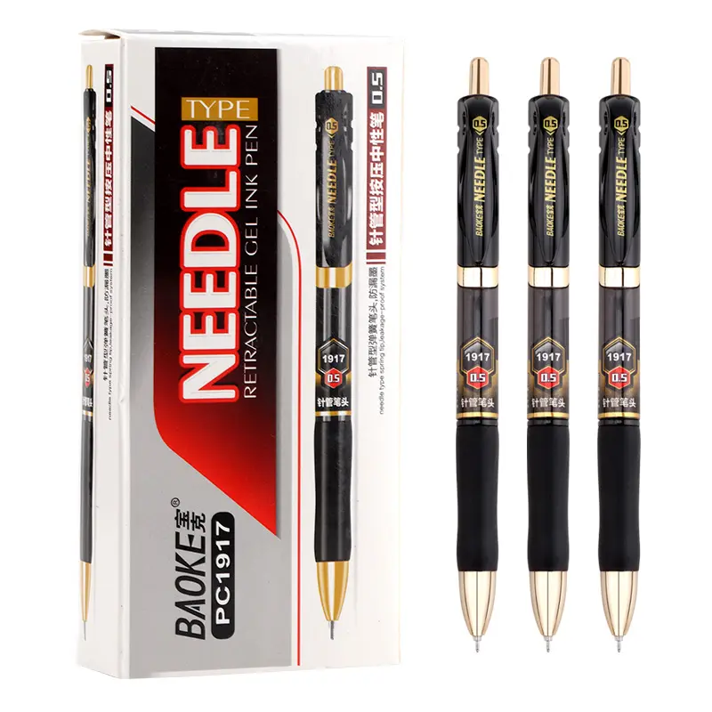 Baoke هلام القلم الصانع قابل للسحب هلام القلم المطاط قبضة جل أسود قلم حبر 0.5 مللي متر