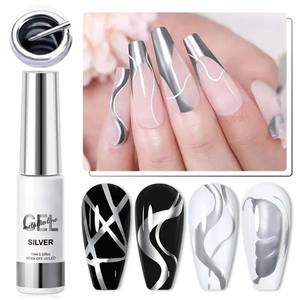 Fourniture de haute qualité or argent métal <span class=keywords><strong>effet</strong></span> Mirrir Nail Art Liner Gel peinture tremper UV LED <span class=keywords><strong>miroir</strong></span> métallisé Liner Gel <span class=keywords><strong>vernis</strong></span> - Product Image 4