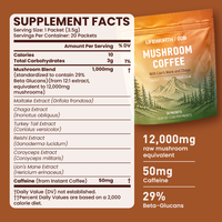 LIFEWORTH Marque Privée – Sachets de Café Instantané à Base de Champignons Crinière de Lion pour la Concentration, l'Énergie et le Soutien Immunitaire