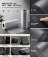 Film BOPP Soft Touch 21 microns Brillant/Mat/Velours Premium Noir pour Boîte de Smartphone, Étui d'Écouteurs, Emballage Électronique OEM, Marquage à Chaud