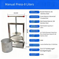 Kleine Huishoudelijke Roestvrijstalen 4l Handmatige Juicer Nieuwe Duurzame Persmachine Voor Fruit Extractieproces