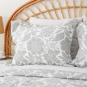 Set Sprei Botanical Ukuran Queen Warna Hijau Sage 3 Potong Motif Bunga Jacquar Microfiber Set Bedcover Musim Panas untuk Tempat Tidur - Product Image 4