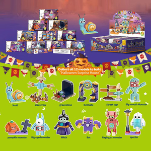 PANDAS 12 1 DIY Halloween Building Block Set Spectre Monster Evil Witch Robot Modelo Juguete Construcción educativa Regalo para niños - Product Image 3