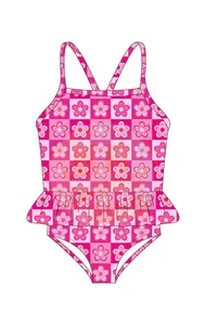 Roupa de banho infantil com babado para meninas, roupa de banho com estampa floral para praia, biquíni esportivo infantil, moda infantil boutiques