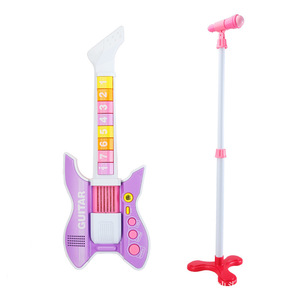 Wholesale Kids Musical Instruments Electric Guitar Toy Set with <b>Stand</b> <b>Microphone</b> Musical Instrument Toy for Children - Product Image 1