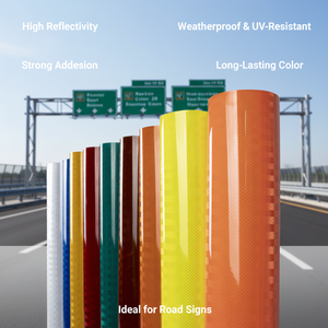 Film réfléchissant de signalisation routière à haute visibilité, membrane réfléchissante prismatique, matériau rétroréfléchissant pour autoroute - Product Image 1