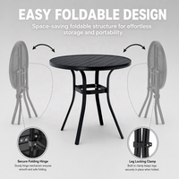Table de bistrot moderne en métal rond pour l'extérieur, plateau à lattes, anti-rouille, pour villa, patio, balcon
