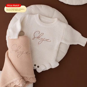 Barboteuse bébé en coton brodée sur mesure avec lettres Etsy, à double boutonnage et à nouer, pour nouveau-nés, exclusivement pour les ventes transfrontalières - Product Image 1