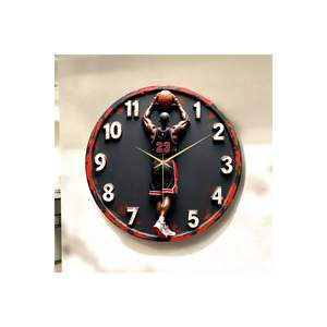 Reloj de Pared Redondo de Madera con Diseño de Baloncesto Estampado Colorido, Silencioso, 45x45cm, Clásico, con Números, Producto de Regalo de Origen TR - Product Image 1