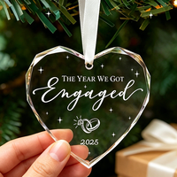 Pendentif en verre cristal personnalisé gravé avec impression UV en forme de cœur, décoration de Noël à suspendre pour la maison et le jardin