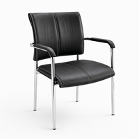 Chaise de conférence de bureau pour visiteurs, revêtement noir, structure chromée, chaise d'invité