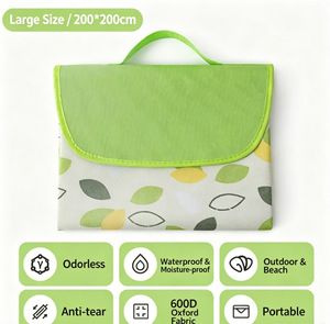 Tapis de pique-nique pliable en tissu Oxford, imperméable, pour le camping en plein air, tapis de sol portable et résistant à l'humidité - Product Image 2