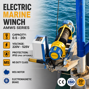 Verricello Elettrico Verricelli Marini M5 1 Tonnellata 220V 380V 3kW 120m Fune in Acciaio IP65 Opzionale per Operazioni Nautiche e Marine - Product Image 1