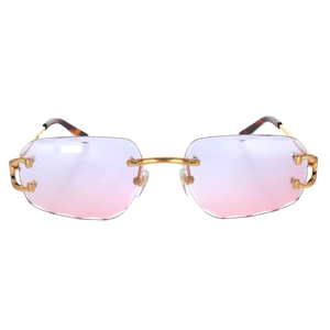 Designer Rimless Sunglasses with Diamond Look Moissanite Accents Mirrored Lenses and Fashion Forward Appeal - Product Image 3