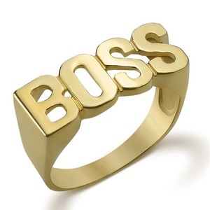 Boss <b>Ring</b> Gold Plated Letter Design Fashion Jewelry Gift for Men Women Hip Hop Punk Style - Product Image 1