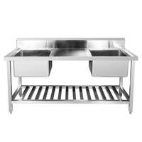Gootsteen Met Drainboard Commercieel Restaurant Roestvrijstalen Gootsteen Geassembleerde Roestvrijstalen Afwasbak