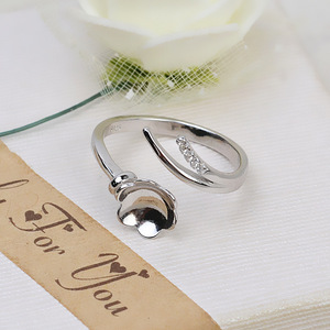 Anneau ouvert en argent S925 fait à la main, version coréenne, accessoire DIY, sans aiguille, support creux pour perles de 8-9 mm, perles métalliques 2697 - Product Image 4