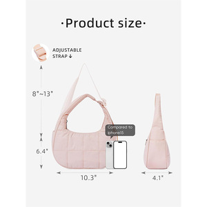 Sac hobo matelassé en nylon léger, fermeture éclair, grande capacité, sac à bandoulière nuage, sac sous le bras pour femme - Product Image 2