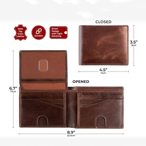 Personalized Short Open Leather <b>Wallet</b> for Men <b>RFID</b>-<b>Blocking</b> Credit Card Holder Customized Crazy Horse Gift - Product Image 1