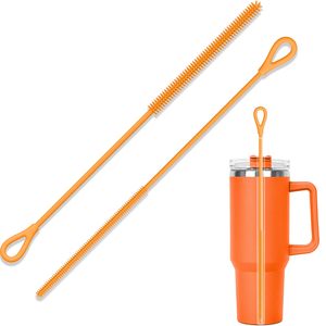 Extra <b>Long</b> Silicone Straw Cleaner Brush Reusable Straw Brush for Cleaning 8-10mm Straws Soft and Bendable Anti Slip <b>Handle</b> - Product Image 1