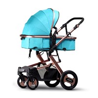 Poussette Bébé Multifonctionnelle en Alliage d'Aluminium 3-en-1, Position Assise et Allongée, Rotation à 360 Degrés, Amortisseur, Pliable, 15 kg