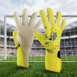 Professional Goalkeeper Gloves German Latex 4mm Goalkeeper Gloves Soccer Backhand Neoprene Front Palm Contact Latex Top Quality - Product Image 3